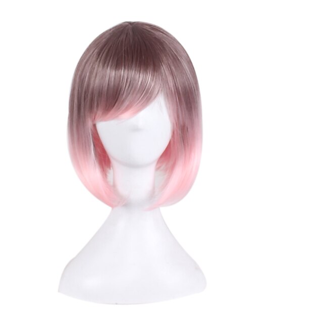  Cosplay Costume Wig Synthetic Wig Straight Straight Bob Asymmetrical Wig Blonde Pink Short Medium Length Brown Synthetic Hair Women's Natural Hairline Blonde Pink