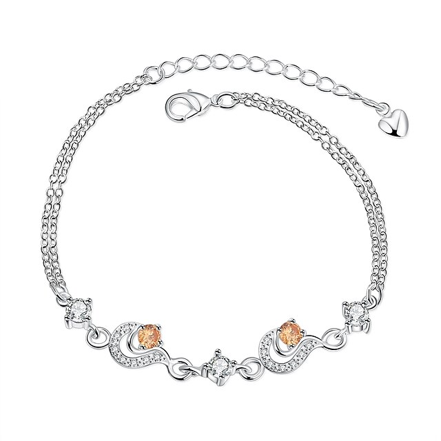  Women's Girls' Crystal Chain Bracelet Vintage Friendship Fashion Silver Plated Bracelet Jewelry White / Orange For Christmas Gifts Wedding Party Special Occasion Anniversary Birthday
