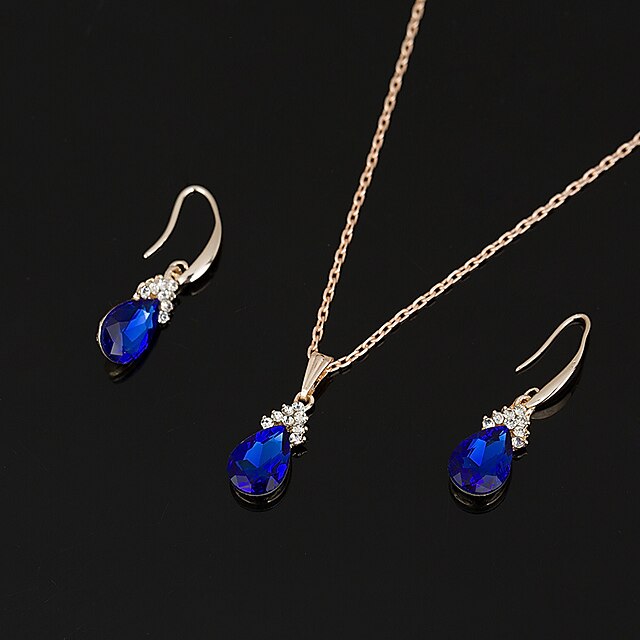  Pentru femei Sapphire sintetic Cercei Picătură Coliere Choker Seturi de bijuterii de mireasă Picătură Elegant Vintage Zirconiu Cubic cercei Bijuterii Albastru Pentru Nuntă Aniversare Petrecere