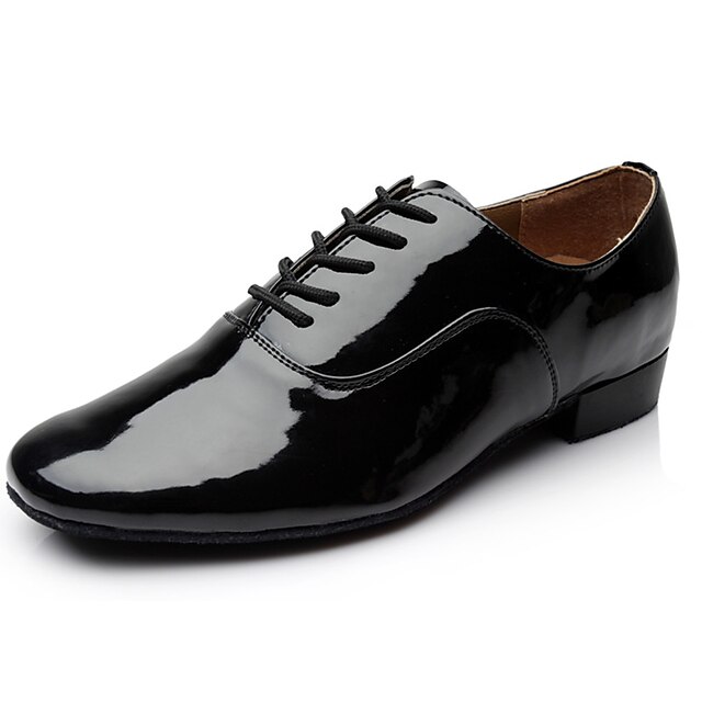  Men's Latin Shoes Heel Customized Heel Patent Leather Black / Indoor