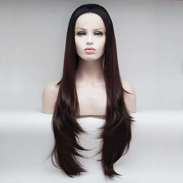  Synthetic Lace Front Wig Body Wave Body Wave Lace Front Wig Medium Length Long Black / Dark Auburn Synthetic Hair Women's Brown