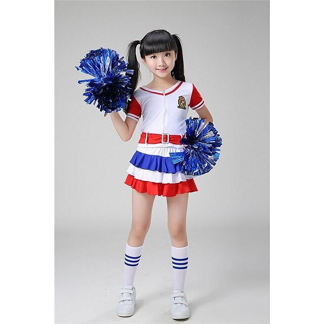  Cheerleader Costumes / Dance Costumes Outfits Performance Polyester Belt / Appliques Short Sleeves High Top