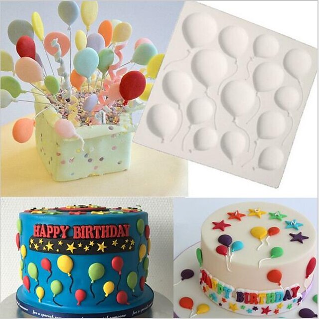  Birthday BALLOONS Fondant Cake Silicone Molds Cupcake Mould Baking Tools Chocolate  Confeitaria