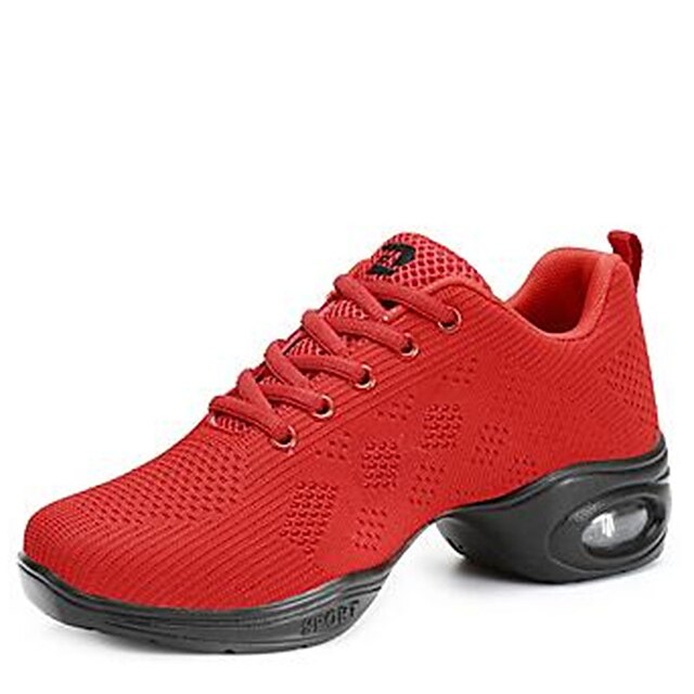  Γυναικεία Παπούτσια Χορού Αθλητικά Χαμηλό τακούνι Τούλι Μαύρο / Κόκκινο
