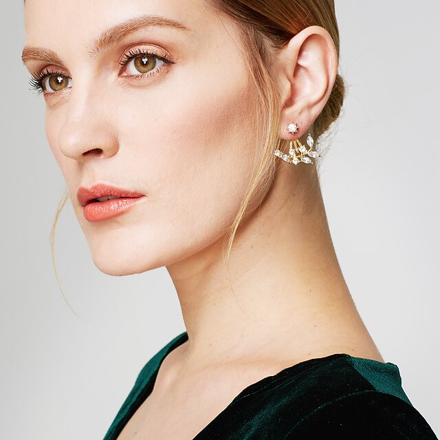  Women's Stud Earrings Jacket Earrings Leaf Basic Simple Style Fashion Earrings Jewelry Silver / Golden For Daily Casual