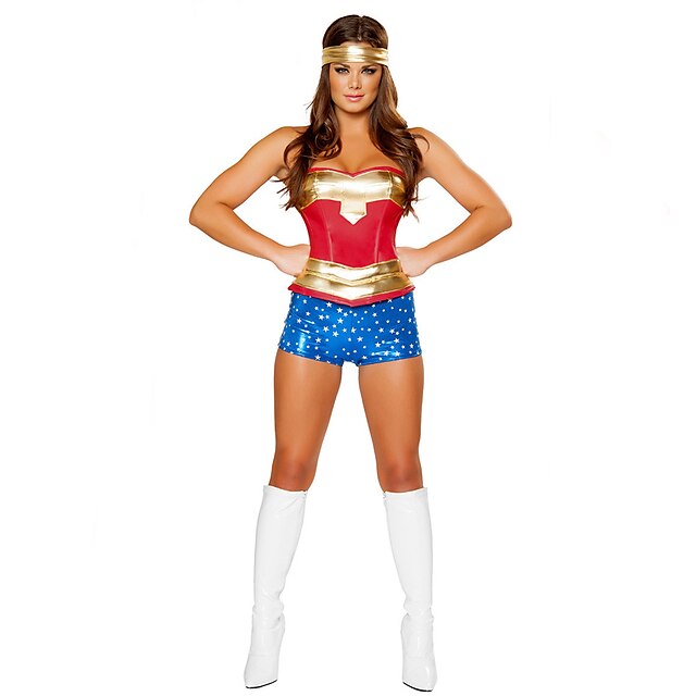  Superheld Cosplay Kostüme Party Kostüme Erwachsene Damen Halloween Karneval Fest / Feiertage Polyester Paillette Weiblich Karneval Kostüme Patchwork / Top / Kopfbedeckung