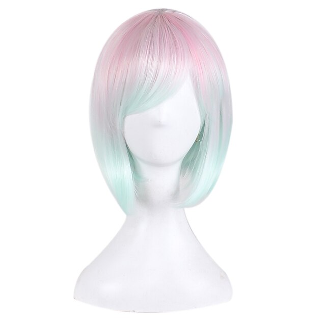  Cosplay Costume Wig Synthetic Wig Straight Straight Bob Wig Short Medium Length Pink Synthetic Hair Women‘s Natural Hairline Blonde