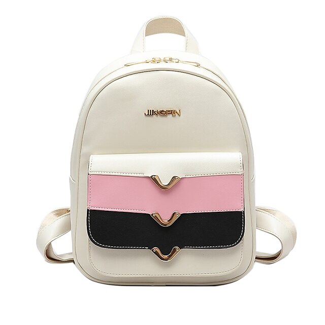  Women's Bags PU Backpack for Casual All Seasons Black Beige Blushing Pink