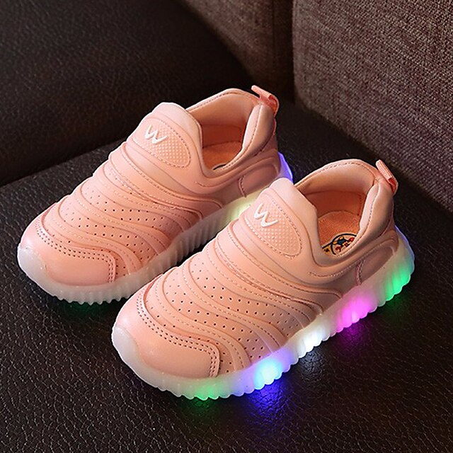  Mädchen Schuhe Leder Tüll Frühling Sommer Herbst Leuchtende LED-Schuhe Sneakers Walking LED Für Normal Weiß Hellgrün Rosa