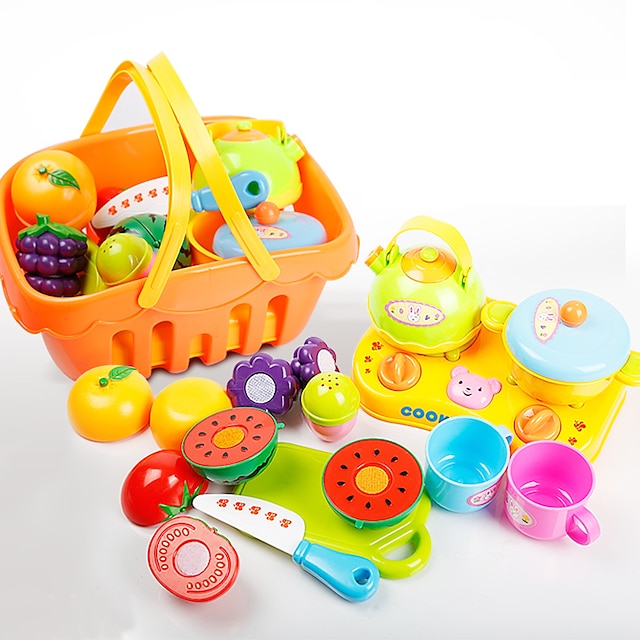  Conjuntos Toy Cozinha Pratos Toy & Tea Sets Comida de Brinquedo Comida Fruta realista Segura Para Crianças Simulação Plásticos Plástico Crianças Brinquedos Dom