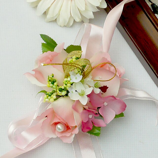  زهور الزفاف باقة ورد في رسغ زفاف شيفون حرير قطن ستان 1.97