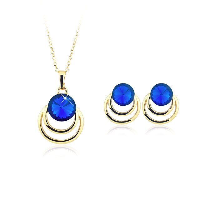  Women's Crystal, Imitation Pearl Jewelry Set Pendant Necklace - Silver Plated, Gold Plated White, Red, Blue