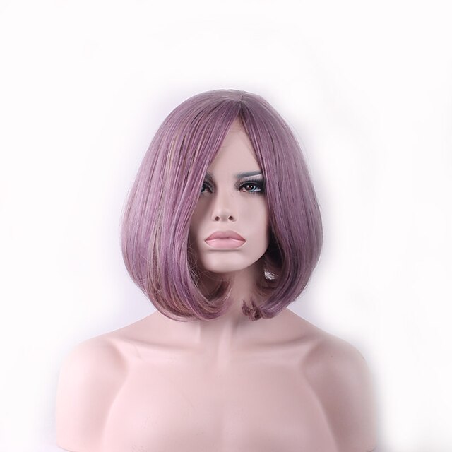  Peruci de Cosplay Peruci Sintetice Drept Ondulee Naturale Ondulee Naturale Frizură Asimetrică Perucă Pink Mediu Violet Păr Sintetic Pentru femei Linia naturală de păr Pink