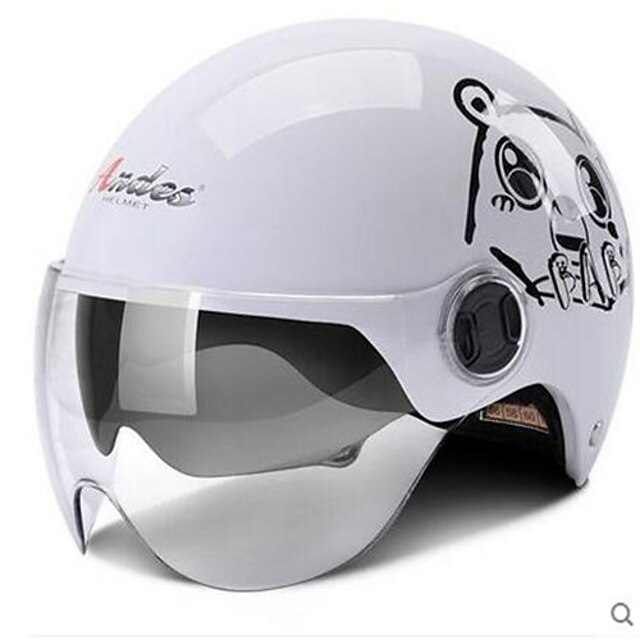  Motorcycle Helmet Electric Car Helmet Summer Four Seasons Winter Half-Style Helmet Sunscreen White Bear All Code