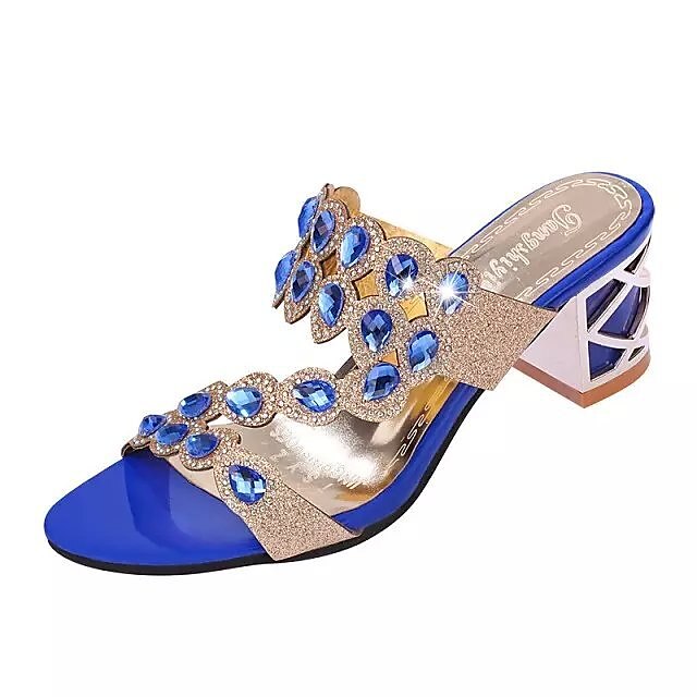  Women's Sandals Rhinestone Glitter Comfort Summer Gold / Blue / Black / EU40