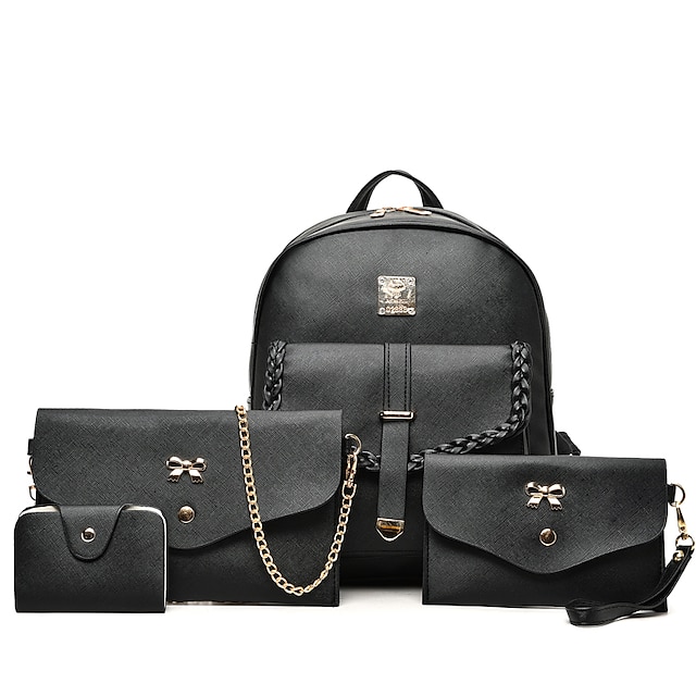  女性用 バッグ PU バッグセット 4個の財布セット ホワイト / ブラック / グレー
