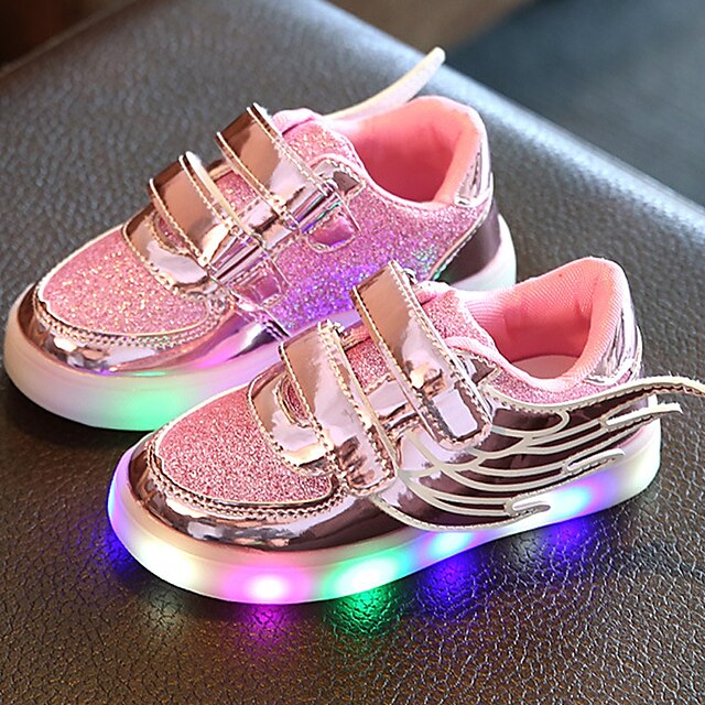  Girls' Shoes Tulle Leatherette Spring Summer Fall Light Up Shoes Sneakers Walking Shoes Low Heel Round Toe Magic Tape LED For Casual