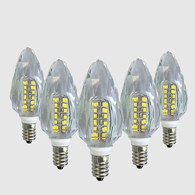  5pcs 4W 450-500lm E14 LED-lysestakepærer C35 40 LED perler SMD 2835 Varm hvit / Hvit 220V