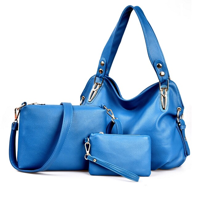  Women's Bags PU(Polyurethane) Bag Set 3 Pcs Purse Set Rivet / Zipper Blue / Black / Brown / Bag Sets