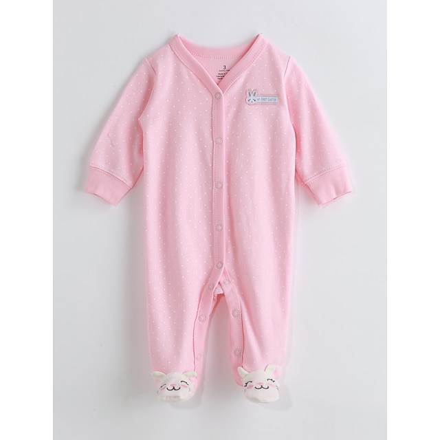  Baby Girls' Print Long Sleeve Cotton Overall & Jumpsuit Blushing Pink