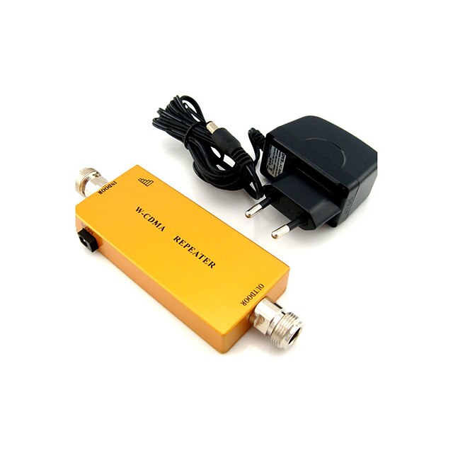  Mini 3G W-CDMA Mobile Phone Signal Booster UMTS 2100mhz Signal Repeater Amplifier with Power Adapter Golden