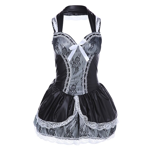  Maid Costume Career Costumes Cosplay Costume Party Costume Masquerade Women's Maid Uniforms Halloween Carnival Festival / Holiday Polyester Outfits Black Lace