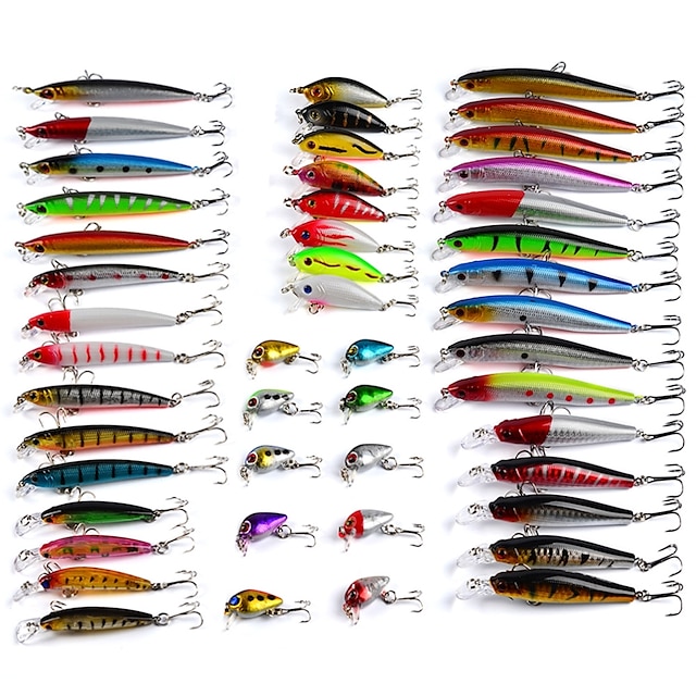  48 pcs Minnow Fishing Lures Hard Bait Minnow Lure Packs Floating Sinking Bass Trout Pike Bait Casting Bass Fishing Lure Fishing Plastics / Trolling & Boat Fishing