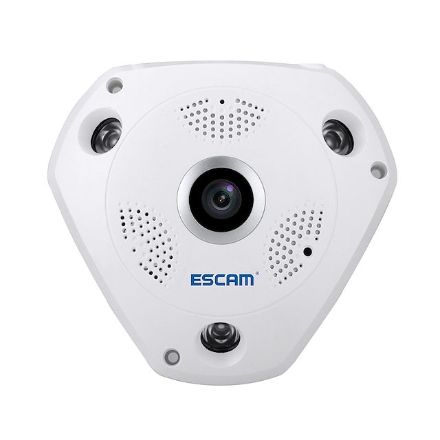  escam® shark qp180 hd 960p h.264 1.3mp 360 grados panorámico fisheye cámara infrarroja soporte vr box