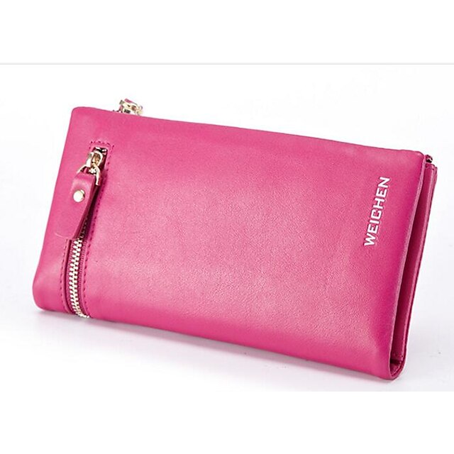  Women Bags All Seasons Cowhide Card & ID Holder for Casual Outdoor Fuchsia