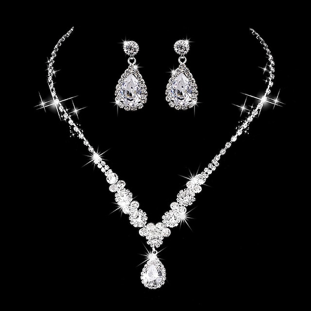  Drop Earrings AAA Cubic Zirconia Cubic Zirconia Women's Luxury Elegant Vintage Drop Jewelry Set For Wedding Anniversary Party Evening / Choker Necklace / Bridal Jewelry Sets / Engagement / Valentine