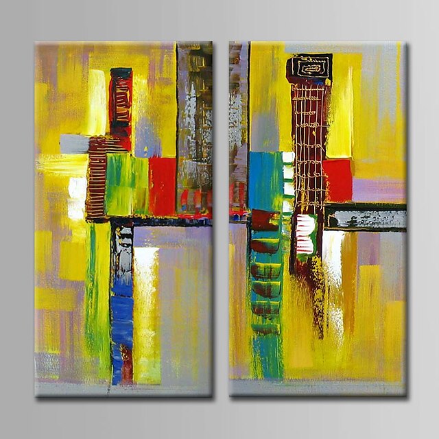  Oil Painting Hand Painted - Abstract Abstract Canvas / Stretched Canvas