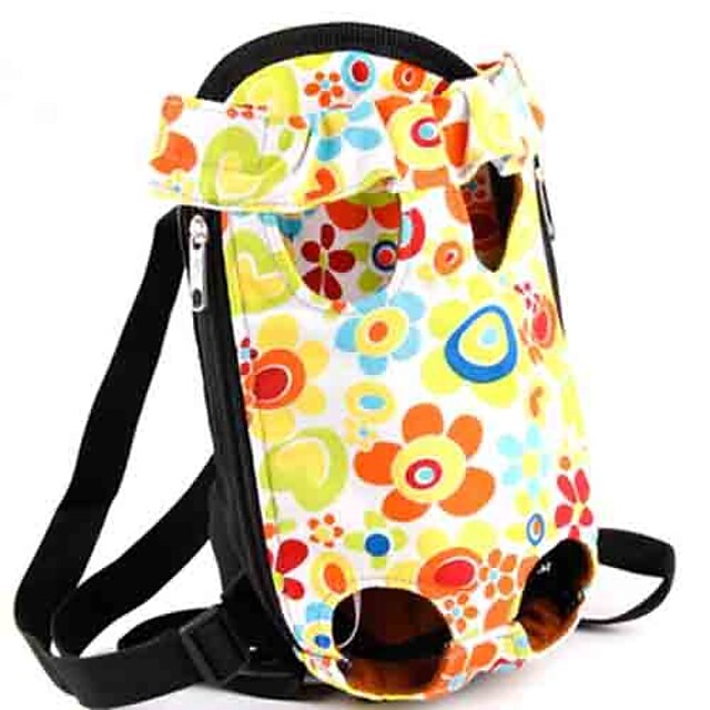  Cat Dog Carrier Bag & Travel Backpack Front Backpack Portable Cute Flower Fabric Rainbow