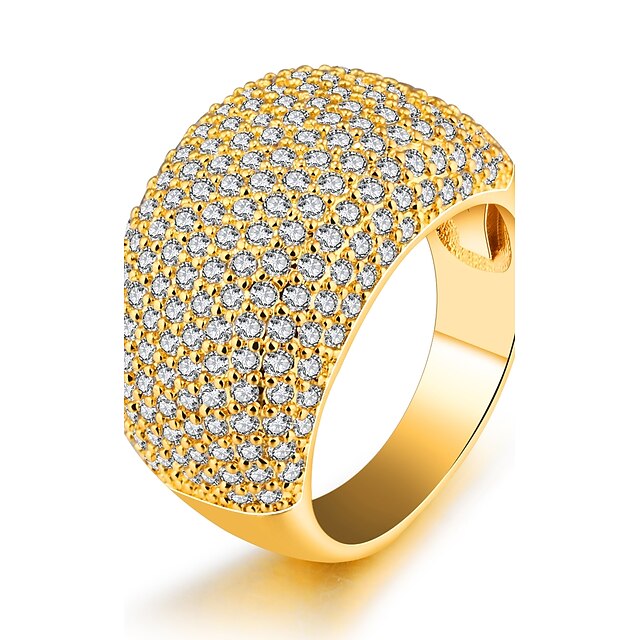  Band Ring Cubic Zirconia Gold Zircon Gold Plated Statement Ladies Luxury / Women's