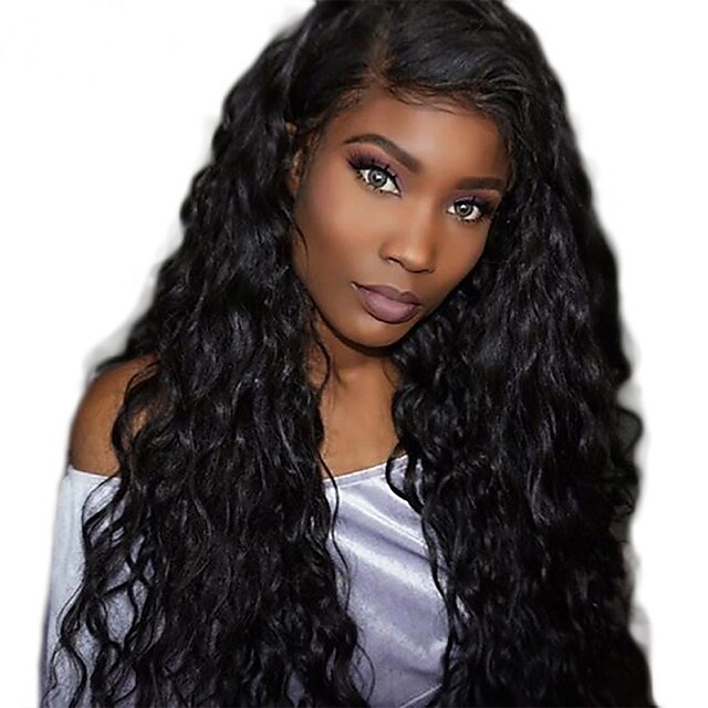  Remy Human Hair Full Lace Wig style Wavy Water Wave Wig 180% Density Natural Hairline African American Wig 100% Hand Tied Women's Medium Length Long Human Hair Lace Wig / Body Wave