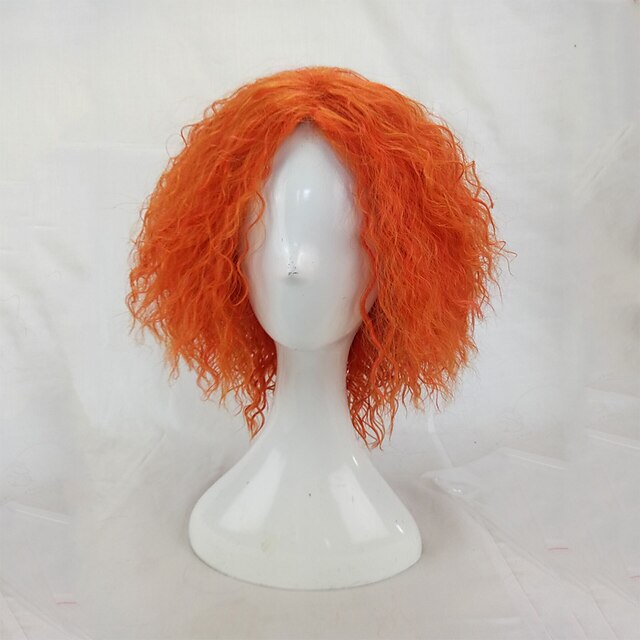  Synthetic Wig Cosplay Wig Afro Kinky Curly Kinky Curly Afro Wig Blonde Short Orange Synthetic Hair Women‘s Blonde hairjoy