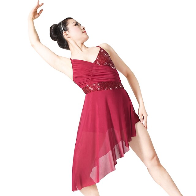  Balletschuhe Kleid Paillette Rüschen Drapiert Damen Leistung Ärmellos Normal Elasthan Pailletten Lycra