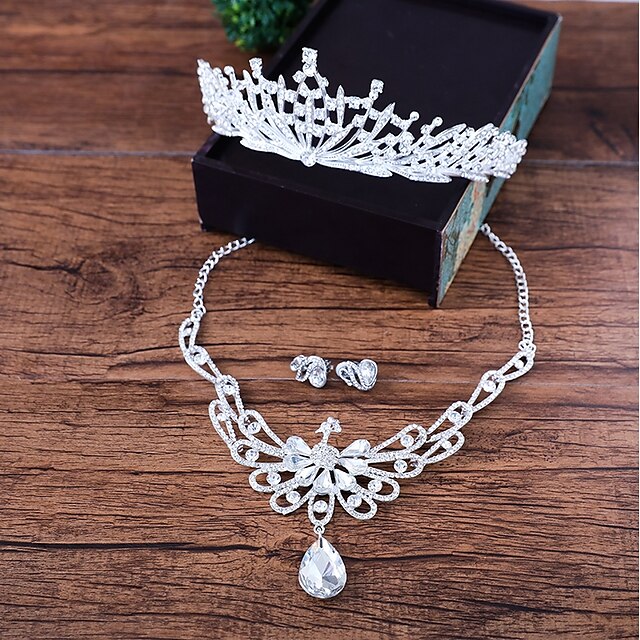  Women's Necklace Jacket Earrings Princess Elegant Earrings Jewelry White For Wedding