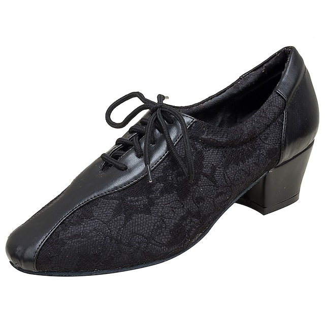  Női Latin cipők Csipke / Műbőr Szandál Csipke Kubai sarok Személyre szabható Dance Shoes Fekete / Teljesítmény