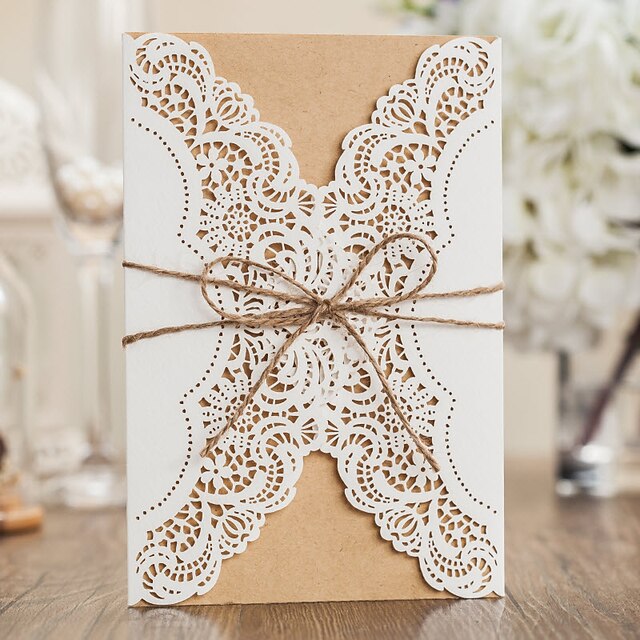  Wrap & kieszonkowy Zaproszenia ślubne 50 - Zaproszenia Styl klasyczny Wytłaczany papier