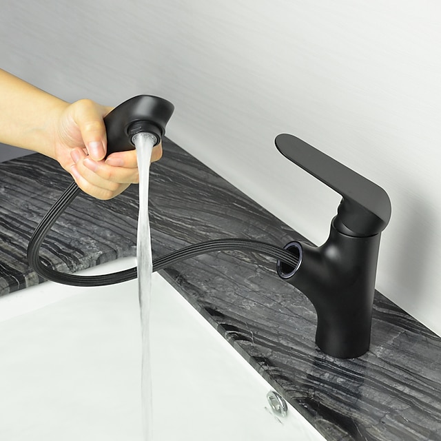  Bathroom Sink Faucet - Standard / Pullout Spray Oil-rubbed Bronze Centerset Single Handle One HoleBath Taps