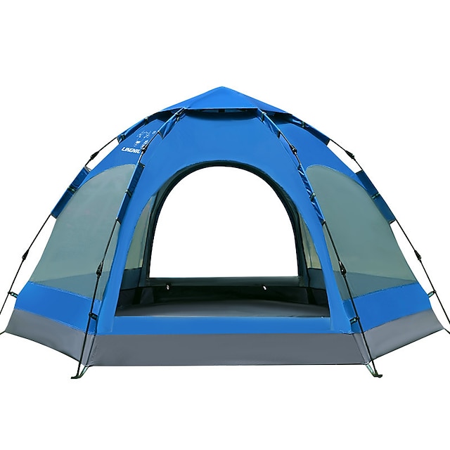  LINGNIU® 5-7 personne Tente Extérieur Chaud Etanche Coupe Vent Double couche Tente de camping 1500-2000 mm pour Camping / Randonnée Oxford / Pluie Etanche