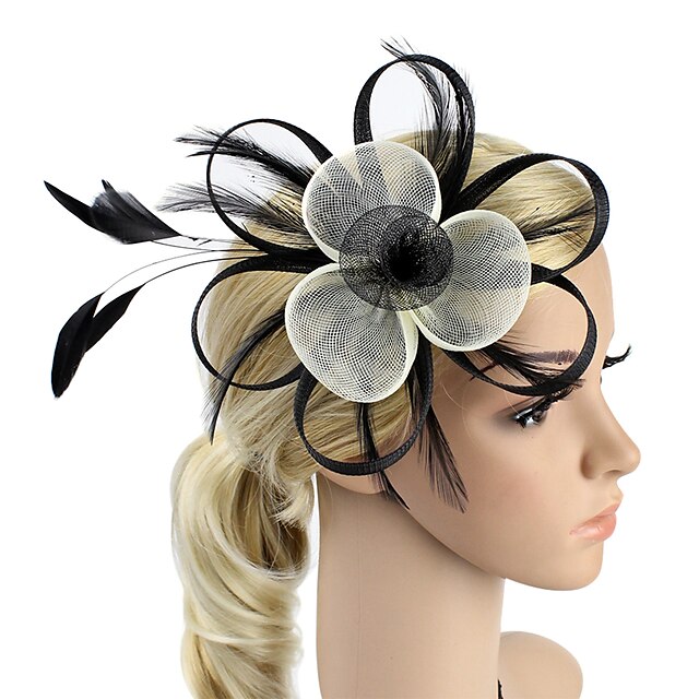  Φτερό δίχτυ fascinators Κεντάκι ντέρμπι καπέλο λουλούδια headpiece κλασικό γυναικείο στυλ