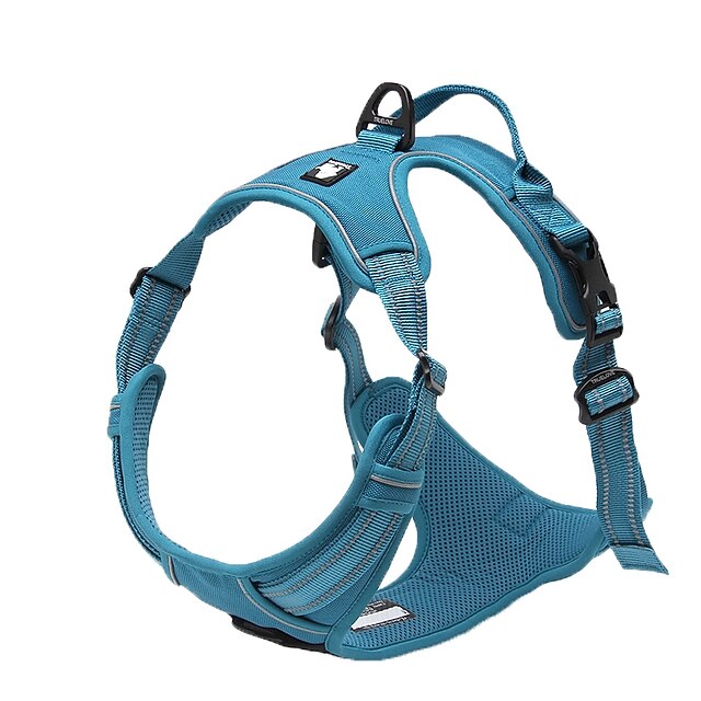  Dog Harness Reflective Adjustable Breathable Solid Colored Polyester Nylon Yellow Fuchsia Blue