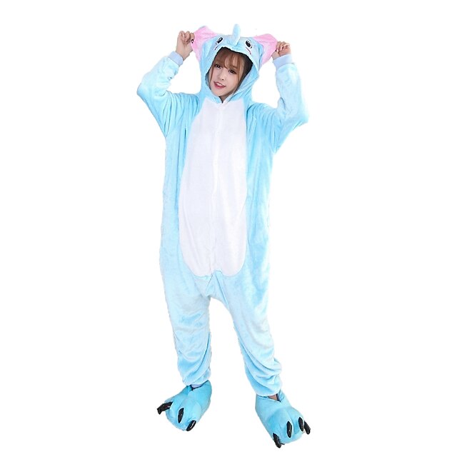  Erwachsene Kigurumi-Pyjamas Elefant Pyjamas-Einteiler Flanell Blau Cosplay Für Herren und Damen Tiernachtwäsche Karikatur Fest / Feiertage Kostüme