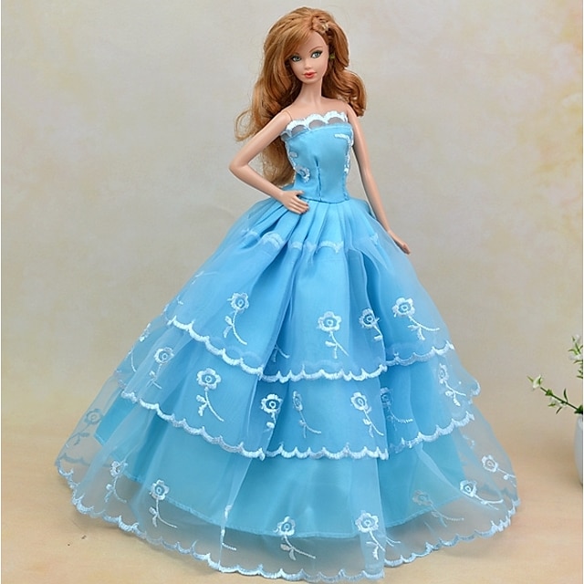  Puppenkleid Kleider Für Barbie Stickerei Spitze Leinen / Baumwolle Vließstoff Satin / Tüll Kleid Für Mädchen Puppe Spielzeug