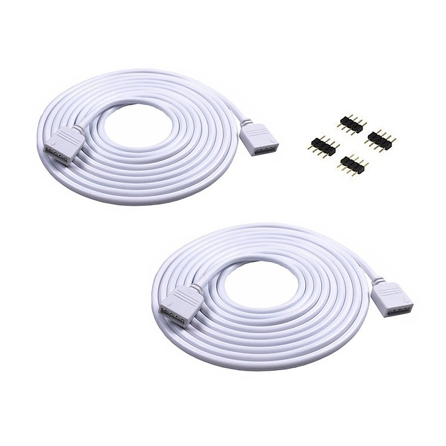  2pcs 4 pin RGB Extension Cable LED Strip Light DIY Connector Cable for SMD 5050 3528 2835 RGB 2m 6.6ft