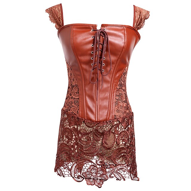  Corset Pentru femei Mată Îmbrăcăminte Rochii corset Cu Dantelă Roșu-aprins S / Super Sexy