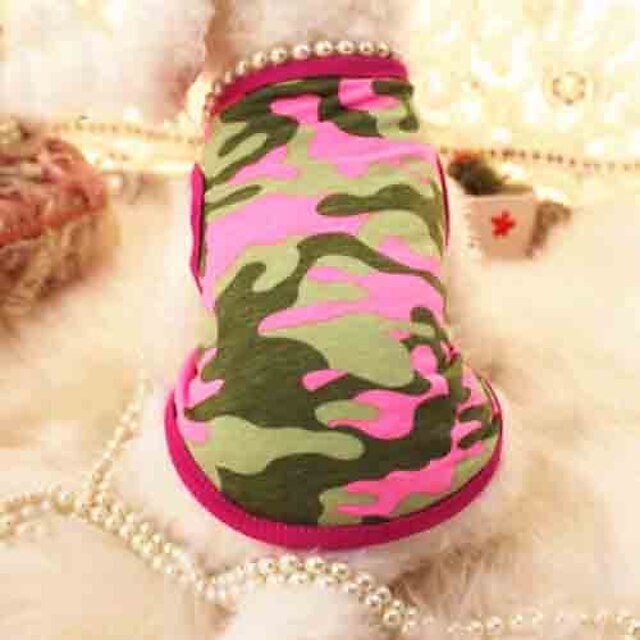  Cat Dog Shirt / T-Shirt Pearl Camo / Camouflage Cosplay Wedding Dog Clothes Puppy Clothes Dog Outfits Green Rose Costume for Girl and Boy Dog Cotton XS S M L