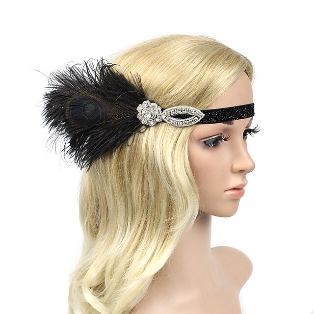  Vintage 1920s The Great Gatsby Rhinestone / Feather / Polyester Headbands / Flowers with 1 Wedding / Party / Evening Headpiece