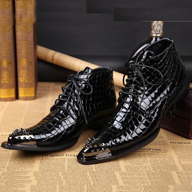  Men's Formal Shoes Nappa Leather Fall / Winter Vintage Boots Booties / Ankle Boots Black / Party & Evening / Party & Evening / Office & Career / Fashion Boots / Combat Boots